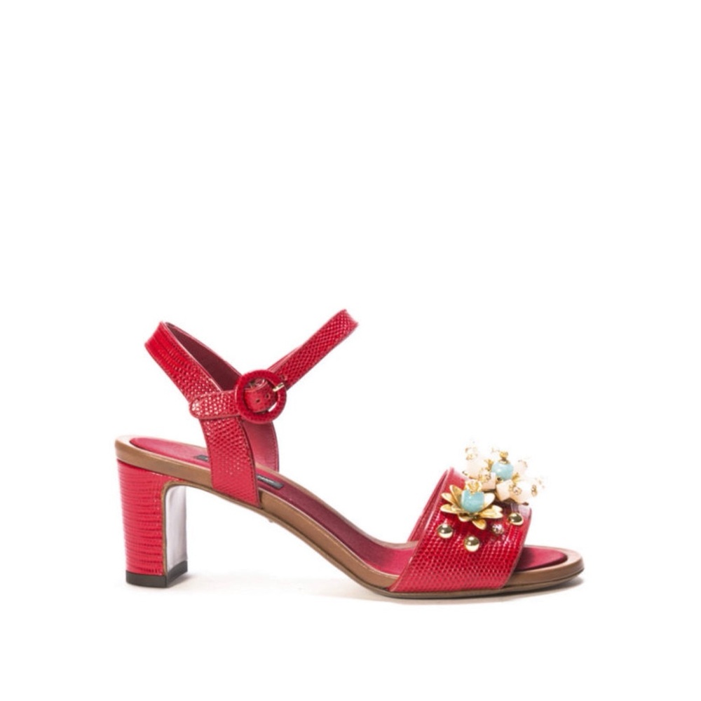 Dolce & Gabbana | leather jeweled sandals - Picture 3 of 11